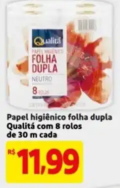 Mercado Extra Papel Higiénico Folha dupla Qualita com 8 rolos de 30m cada oferta