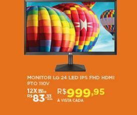 DB Supermercados Monitor lg 24" led ips fhd hdmi oferta