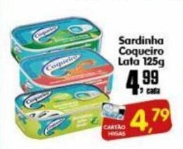 Higa's Supermercado Sardinha Coqueiro Lata 125g oferta