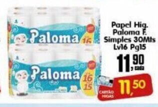 Higa's Supermercado Papel Hig. Paloma F. Simples 30mts Lv 16 Pg 15 oferta