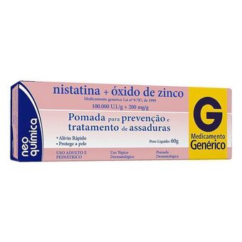Drogal Nistatina + óxido de zinco - neo química 100mui + 200mg pomada dermatológica bisnaga com 60g oferta