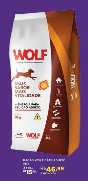 DB Supermercados Ração para cães wolf adulto 8kg oferta