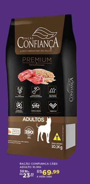DB Supermercados Ração para cães confiança adulto 10,1kg oferta
