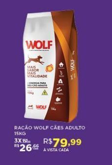 DB Supermercados Ração para cães wolf adulto 15kg oferta