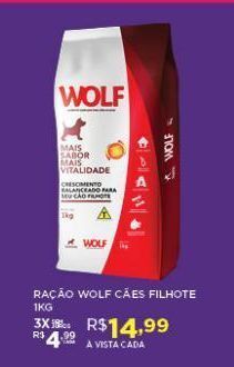 DB Supermercados Ração para cães wolf filhote 1kg oferta