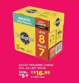 DB Supermercados Ração para cães pedigree carne/mol 100g oferta
