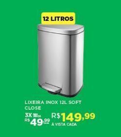 DB Supermercados Lixeira inox 12l soft close oferta