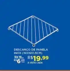 DB Supermercados Descanço de panela inox 19x19x1,5cm oferta