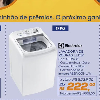 Lojas Colombo Lavadora de roupas oferta