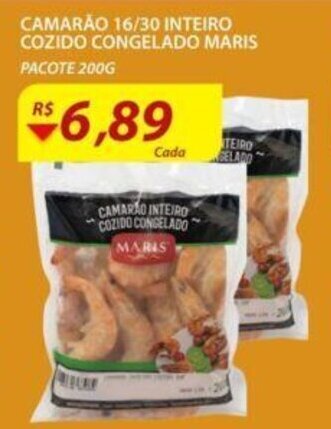 Assaí Atacadista Camarao 16/30 Inteiro Cozido Congelado Maris 200g oferta