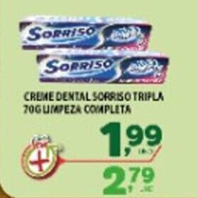 Creme Dental Sorriso Tripla 70g Limpeza Completa
