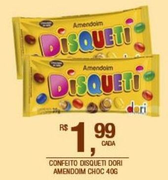 DB Supermercados Confeito disqueti dori amendoim chocolate 40g oferta
