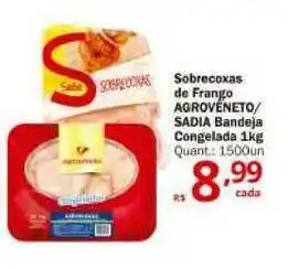 Althoff Supermercados Sobrecoxas De Frango Agroveneto Sadia Bandeja Congelada 1kg oferta