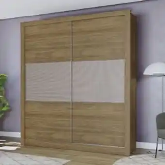 Lojas Certel Guarda roupa kappesberg m552 2 portas de correr e 3 gavetas nogueira oferta