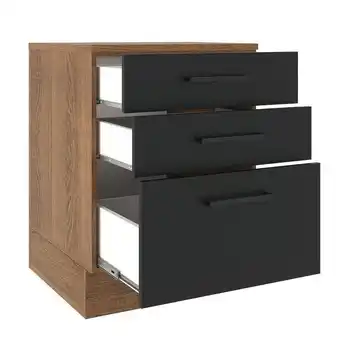 Pão de Açúcar Balcão madesa agata 60 cm 3 gavetas - rustic/preto oferta