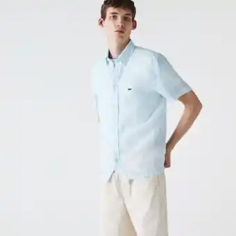 Lacoste Camisa masculina regular fit em linho oferta