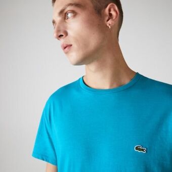 Lacoste Camiseta masculina em jérsei de algodão pima com gola redonda oferta