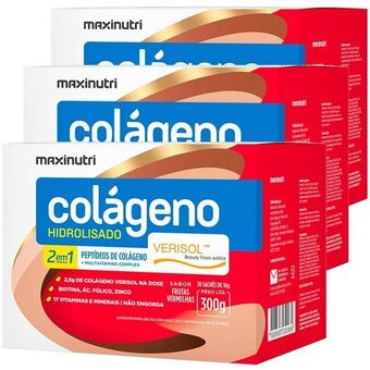 Pão de Açúcar Kit 3x colágeno hidrolisado 2x1 sache frutas vermelhas maxinutri oferta