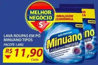 Assaí Atacadista Lava roupas em po Minuano tipos 1.8kg oferta