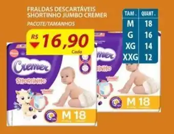 Assaí Atacadista Fralda Descartaveis Shortinho Jumbo Cremer oferta