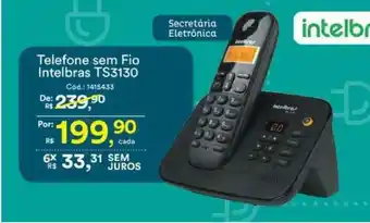 Casa e Vídeo Telefone Sem Fio Intelbras Ts3130 oferta