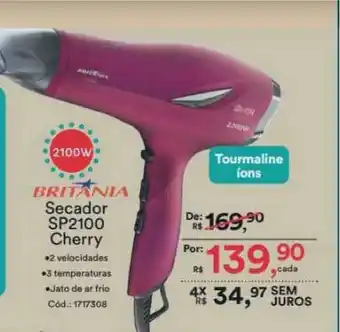 Casa e Vídeo Britânia Secador Cp2100 Cherry oferta