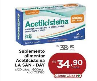 Farmácia Preço Popular Suplemento alimentar acetilcisteína la san - day oferta