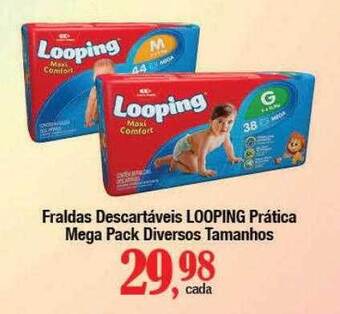 Supermercados Unidos Fraldas descartáveis looping prática mega pack diversos tamanhos oferta
