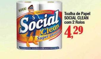 Supermercados Unidos Toalha de papel social clean oferta