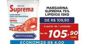 Margarina Suprema 75% Lipídios 15kg