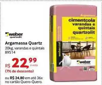 Quero Quero Argamassa Quartz 89514 Weber oferta