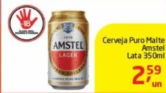 Tenda Atacado Cerveja puro malte amstel lata 350ml oferta
