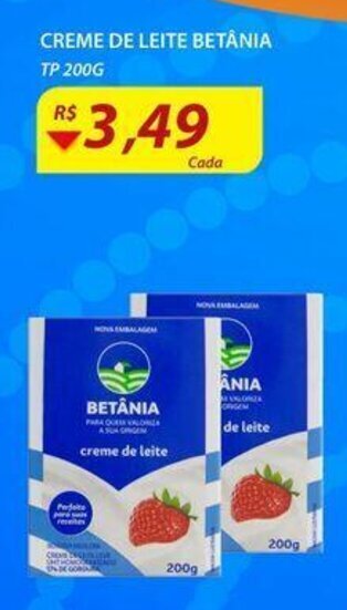 Assaí Atacadista Creme de leite Betania Tp 200g oferta