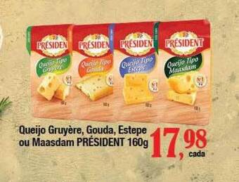Supermercados Unidos Queijo gruyère gouda estepe ou maasdam président oferta