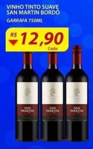 Assaí Atacadista Vinho Tinto Suave San Martin Bordo 750ml oferta