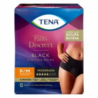 Roupa íntima descartável tena pants discreet black p/m com 8 und