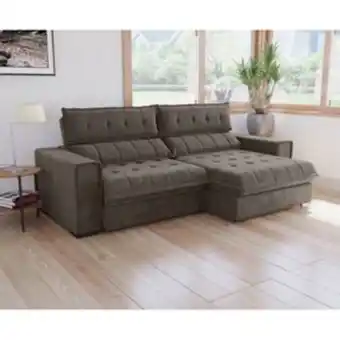 Lojas Certel Sofá retrátil reclinável allegra kappesberg veludo marrom oferta