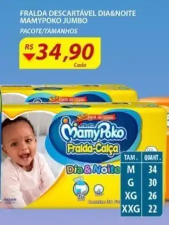 Assaí Atacadista Fralda Descartavel Dia&noite Mamypoko Jumbo oferta