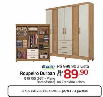 Lojas Lebes Atualle roupeiro durban oferta