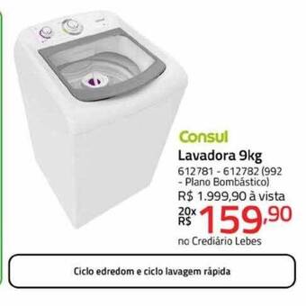 Lojas Lebes Consul lavadora 9kg oferta