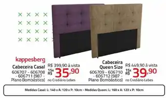 Lojas Lebes Kappesberg cabeceira casal cabeceira queen size oferta