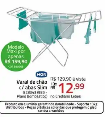 Lojas Lebes Varal de chão c abas slim mor oferta