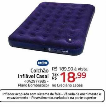 Lojas Lebes Mor colchão inflável casal oferta