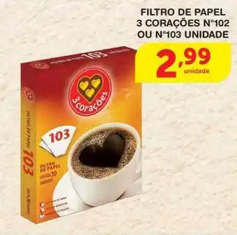 Roldão Filtro de papel 3 corações n°102 ou n°103 unidade oferta