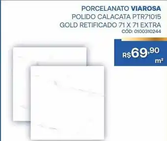 Porcelanato viarosa polido calacata ptr71015 gold retificado 71 x 71 extra