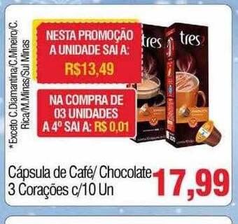 Spani Atacadista Cápsula de café chocolate 3 corações oferta