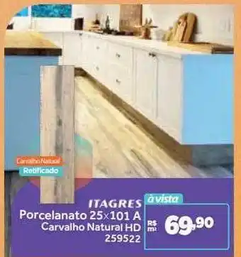 Itagres porcelanato 25x101 a carvalho natural hd