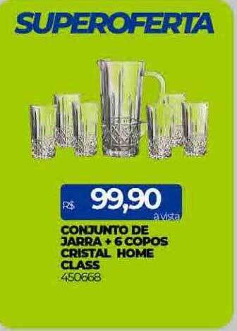 Conjunto de jarra + 6 copos cristal home class
