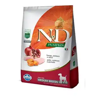 Petz Ração n&d pumpkin para cães adultos raças média sabor frango, abóbora e romã oferta