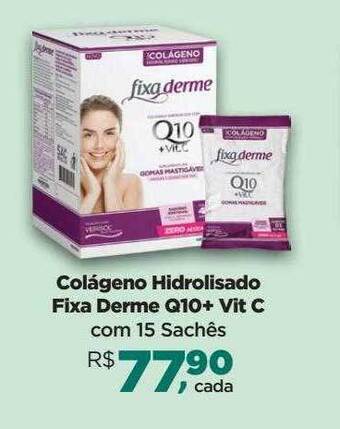 Farmácias Nissei Colágeno hidrolisado fixa derme q10+ vit c oferta